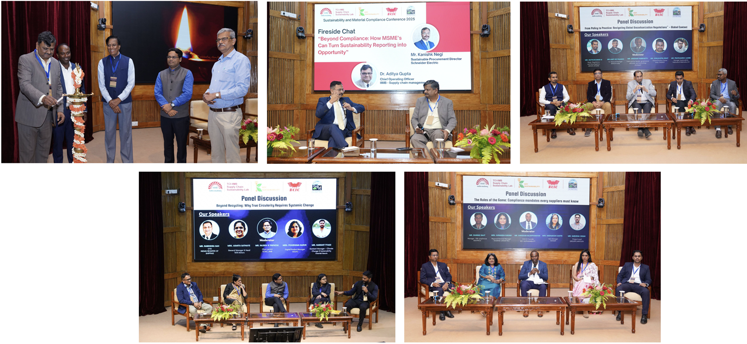 The TCI–IIMB Supply Chain Sustainability Lab, in partnership with Key Sustainability Solutions Pvt. Ltd., Bangalore Chamber of Industry and Commerce (BCIC), and Environmental Management and Policy Research Institute (EMPRI), organized the Sustainability & Material Compliance Conference at IIM Bangalore on 26th September 2025.